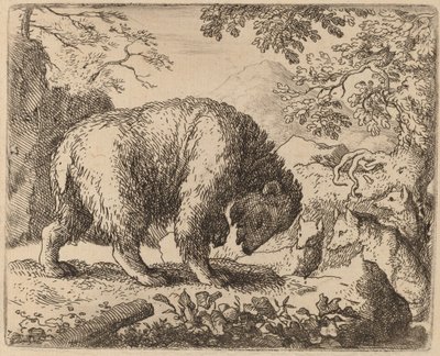 The Bear distrahert med Talk of Honey, sannsynligvis ca. 16451656. av Allart van Everdingen