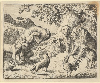 Bjørnen søker rettferdighet fra Lion Against Renard, 1650-75. av Allart van Everdingen