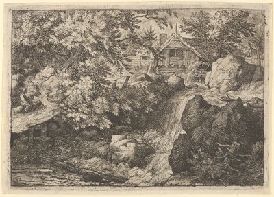 Kaskaden nær vannmøllen, 1600-tallet. av Allart van Everdingen