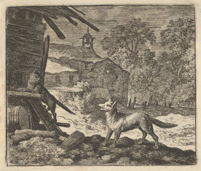 Katten klatrer i en låve, 1650-75. av Allart van Everdingen