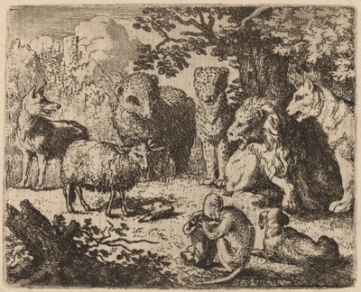 Dokumentet er åpnet, og avslører hodet til den myrdede kanin, sannsynligvis ca. 16451656. av Allart van Everdingen