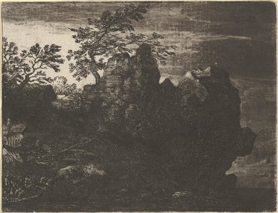 Den store steinen ved elven, 1600-tallet. av Allart van Everdingen