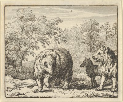 Løven frigjør bjørnen og ulven, 1650-75. av Allart van Everdingen