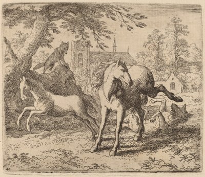 Hoppa og ulven, sannsynligvis ca. 16451656. av Allart van Everdingen