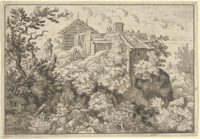 The Three Cottages on the Hill, 1600-tallet. av Allart van Everdingen