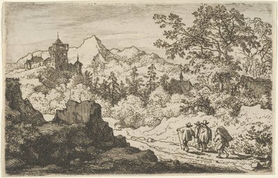 The Three Men and the Porter, 1600-tallet. av Allart van Everdingen