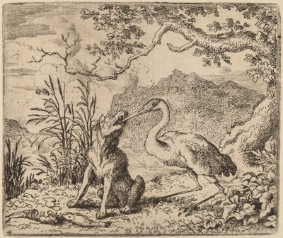 Ulven og tranen, sannsynligvis ca. 16451656. av Allart van Everdingen