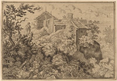 Three Cottages on a Rock, sannsynligvis ca. 16451656. av Allart van Everdingen