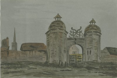 Hamstall Ridware Hall - Porters" Lodge: akvarellmaling, og [1824-1882] av Allen Edward Everitt