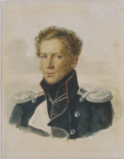 Sergey Lanskoy 1789-1832, offiser for Chevalier Guard, 1829 av Alois Gustav Rockstuhl