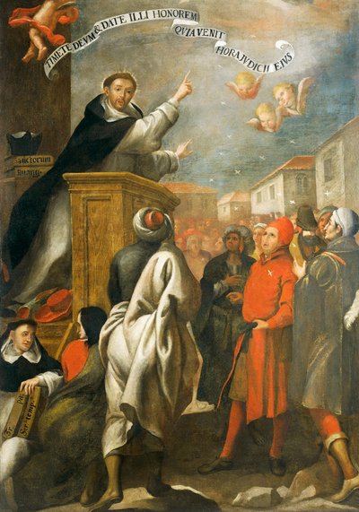St Vincent Ferrer forkynner for de unge i Salamanca, av Alonso Antonio Villamor (1661-1729). av Alonso Antonio Villamor