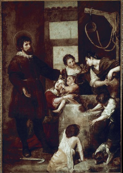 St. Isidore arbeideren og brønnens mirakel (olje på lerret av Alonso Cano