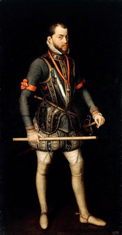 ""Portrett av Filip II (1527-1598), konge av Spania"" (Portrett av Filip II (1527-1598), konge av Spania og Portugal) Maleri av Alonso Sanchez Coello (1531-1588) Olje på lerret Dim 187x100 cm Staatliche Museen, Berlin av Alonso Sánchez Coello