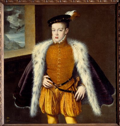 Portrett av prins Don Carlos (1545-1568) sønn av Filip II. Maleri av Alonso Sanchez Coello (1531-1588) Ec. Esp. av Alonso Sánchez Coello