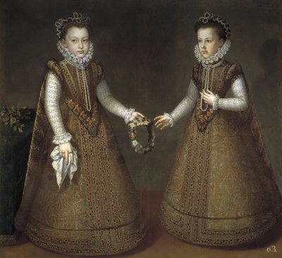 Infantas Isabel Clara Eugenia 1566-1633 og Catherine Michelle av Spania 1567-1597, ca. 1575 av Alonso Sánchez Coello