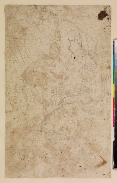 Figurstudier med en knelende kvinne i profil, verso, 1600-tallet av Alonso del Arco