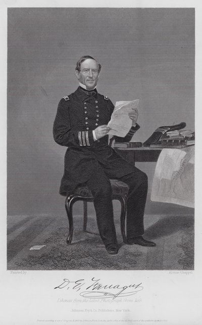David Glascoe Farragut (gravering) av Alonzo (after) Chappel