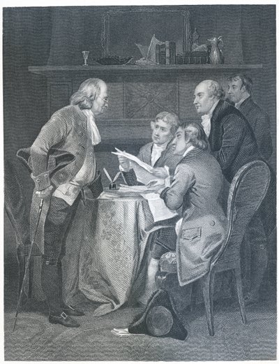Utarbeidelse av uavhengighetserklæringen i 1776, 1859 av Alonzo Chappel