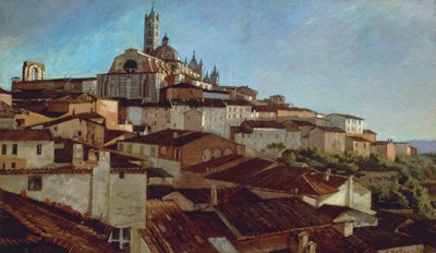 Siena, av Alfonso Hollaender (1845-1923), olje på lerret på papp, 31x51 5 cm av Alphons Hollaender