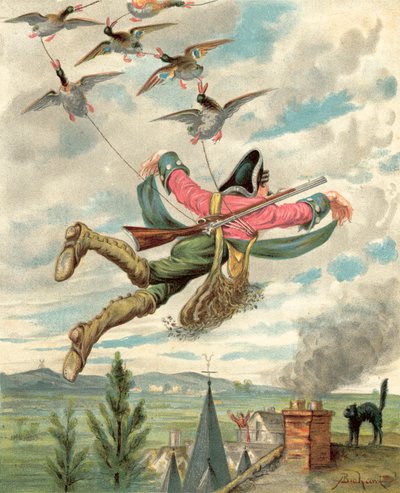 Baron Munchausens eventyr (chromolitho) av Alphonse Adolphe Bichard