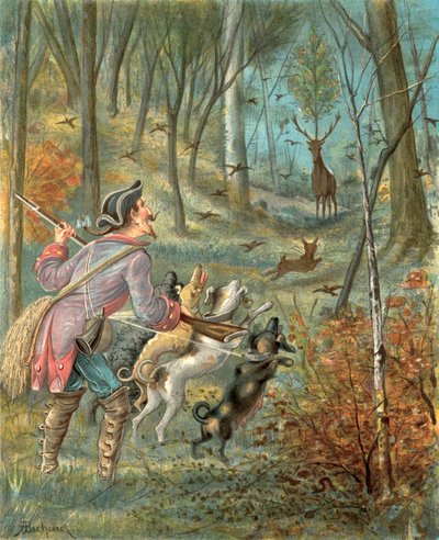 Baron Munchausens eventyr (chromolitho) av Alphonse Adolphe Bichard