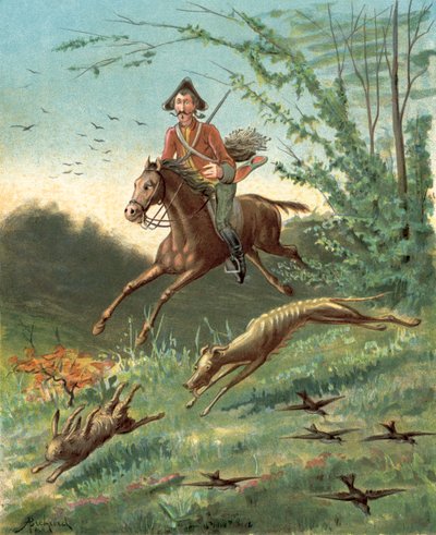Baron Munchausens eventyr (chromolitho) av Alphonse Adolphe Bichard