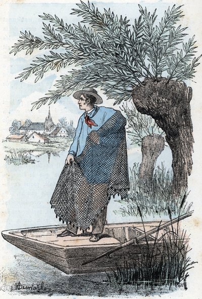 Garnfiske Gravering fra «The Needs of Life» av Rengade av Alphonse Demarle