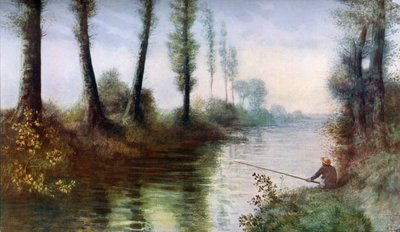 En kanal med en fisker, c1857-1911, 1912. av Alphonse Legros