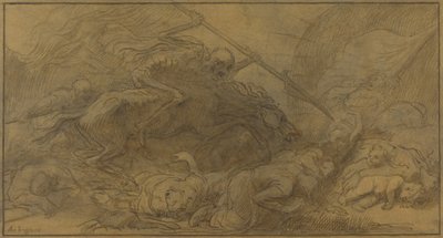 Etter slaget (penn og brunt blekk med brunt overlakk over grafitt på brunt papir) av Alphonse Legros