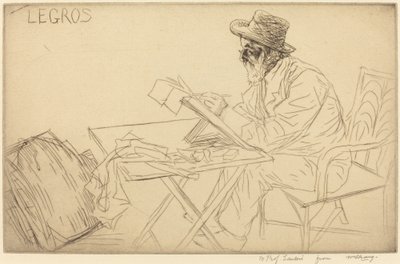 Alphonse Legros skisserer. av Alphonse Legros