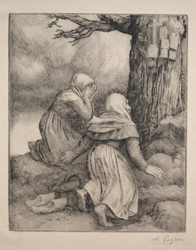 Bukker foran treet Larbre de salut. av Alphonse Legros