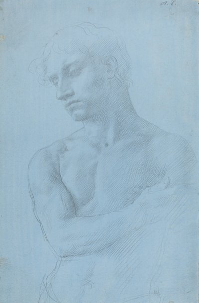 Byste av naken mann. av Alphonse Legros