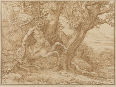 Kentaur med grener (penn og brunt blekk på vevd papir) av Alphonse Legros
