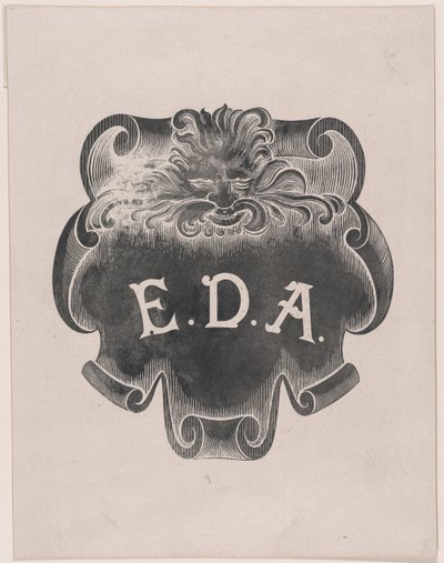 Motsikker på et avtrykk fra et navneskilt for Edward D. Adams, ca. 1892. av Alphonse Legros