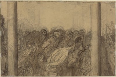 Folkemengde sett mellom to søyler [verso] av Alphonse Legros