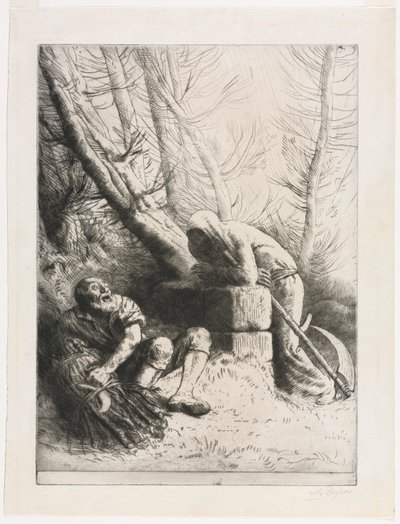 Døden og vedhoggeren, 1881. av Alphonse Legros