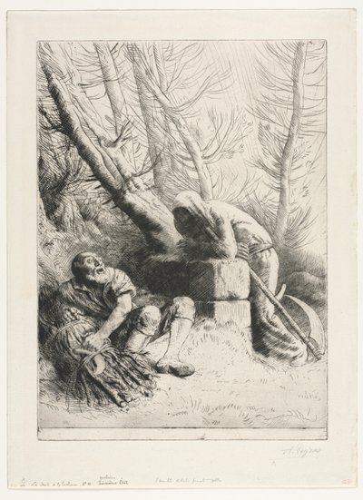 Døden og vedhoggeren, 1881. av Alphonse Legros