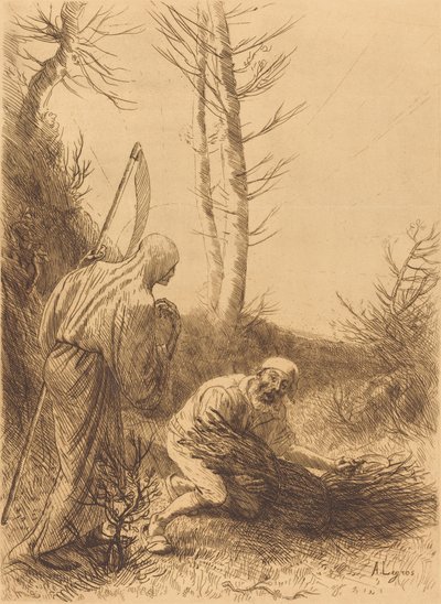 Døden og vedhoggeren, 2. plate Le mort et le bucheron. av Alphonse Legros