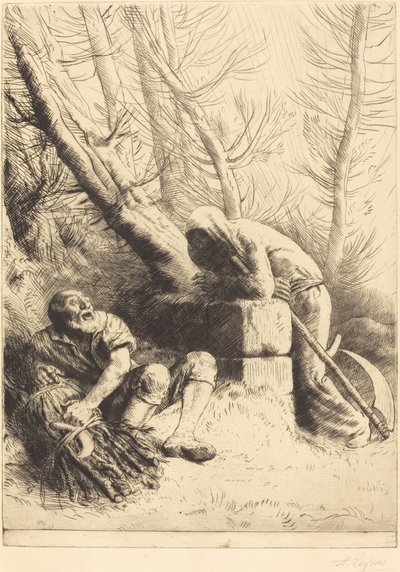 Døden og vedhoggeren, 4. plate La mort et le bucheron. av Alphonse Legros