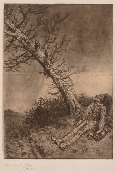 En vagabonds død, ca. 1875. av Alphonse Legros