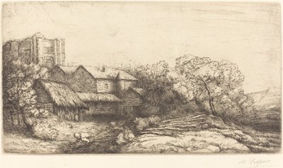 Gård ved klosteret The Abbey Farm. av Alphonse Legros