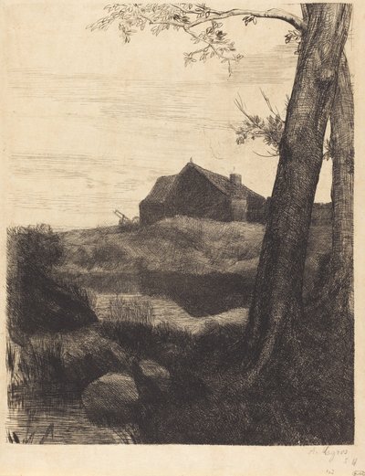 Gård med stort tre Gård med stort tre. av Alphonse Legros