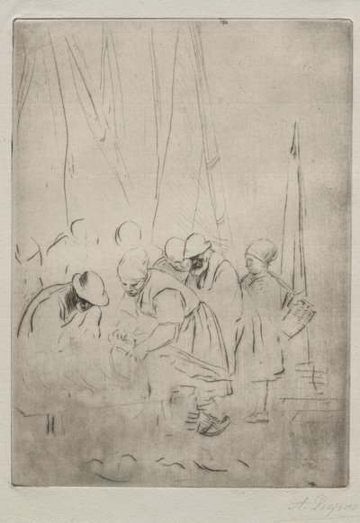 Fiskere på brygga ved Boulogne. av Alphonse Legros