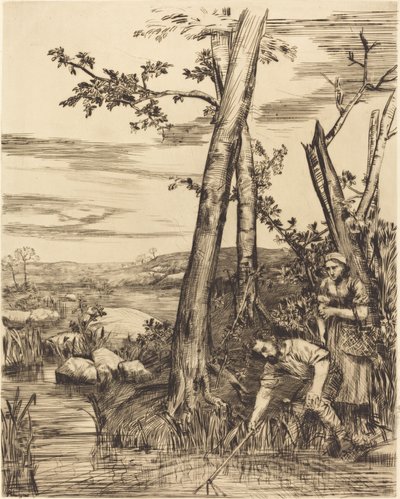 Fiske etter kreps Krepsefiskere. av Alphonse Legros