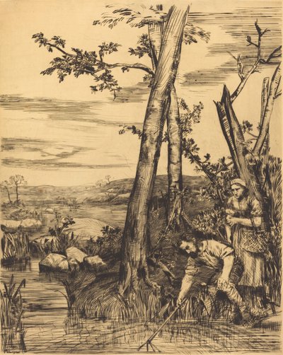 Fiske etter kreps Krepsefiskere. av Alphonse Legros