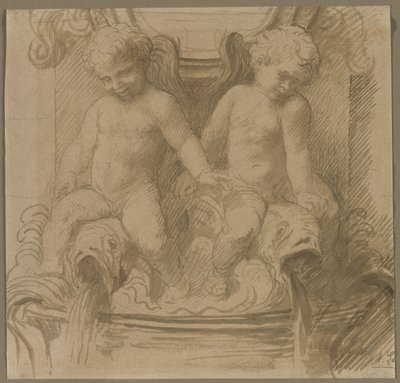 Fontene med Putti Riding Dolphins, siste halvdel av 1800-tallet. av Alphonse Legros