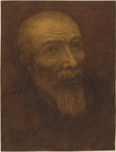 Leder for en skallet mann med skjegg, 1906. av Alphonse Legros