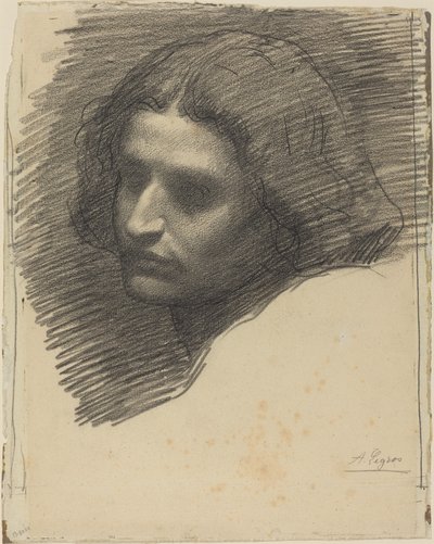 Leder for en mann som vender mot venstre [recto]. av Alphonse Legros