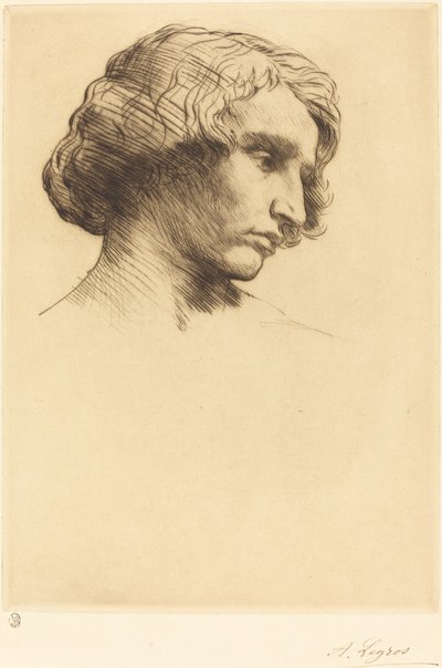 Leder for en mann Tete d'homme, 1877. av Alphonse Legros