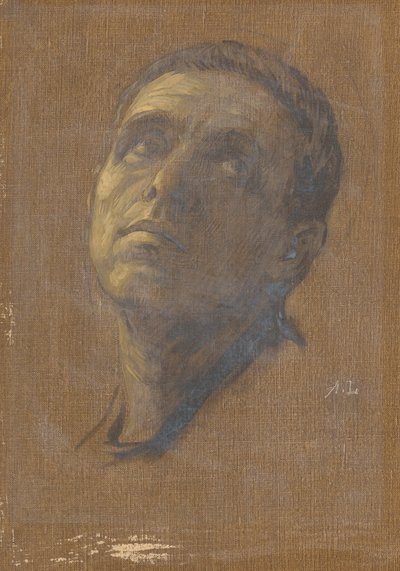 Hodet til en mann med oppvendte øyne av Alphonse Legros